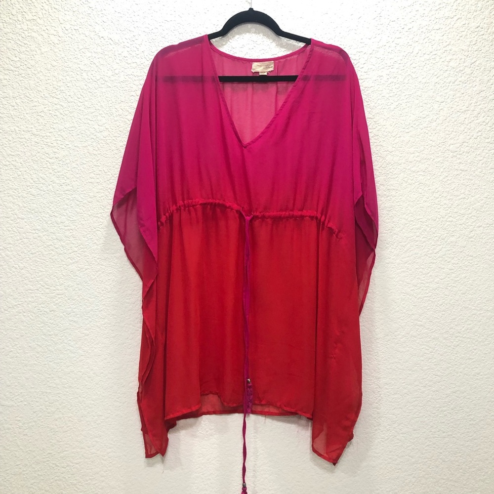 Beaches & Boho Seas the Dream L/XL Pink & Red Oversize Bathing suit Coverup